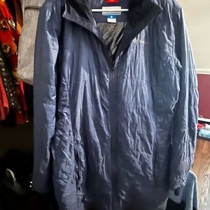 Columbia XL OmniHeat ¾ length coat with hood.